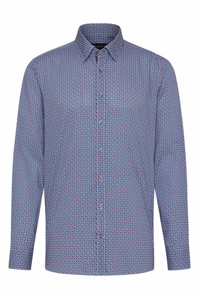 Bugatti Men's Purple Collared Long Sleeve Dress Shirt - Formal Office Wear & Business Casual Attire