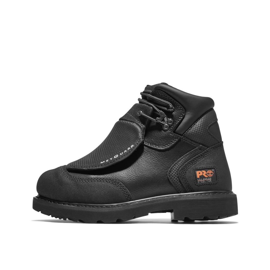 6 Inch Steel Toe Work Boots for Men - Black External Met Guard Safety Shoes | Heavy Duty Construction, Warehouse & Industrial Work Boots for Workplace Protection
