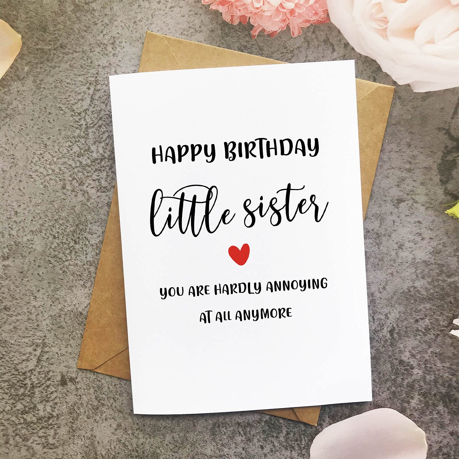Funny Happy Birthday Little Sister Card - Cute & Heartwarming Birthday Gift from Brother or Sister - Perfect for Birthdays, Sister's Day & Special Occasions
