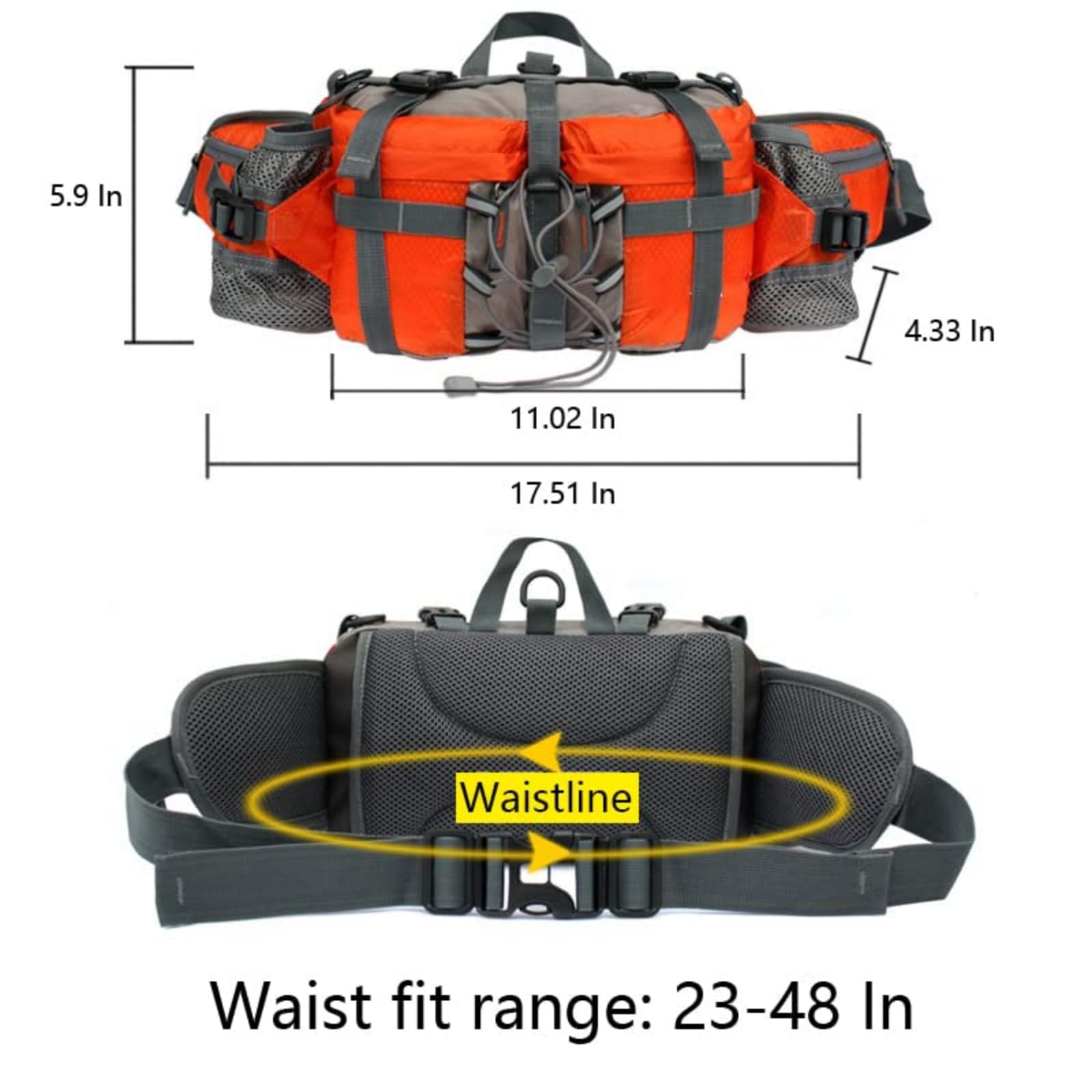 Waterproof Hiking Fanny Pack with Water Bottle Holder & Adjustable Double Shoulder Straps - Outdoor Waist Bag for Men & Women - Perfect for Hiking, Fishing, Hunting, Running & Sports Activities