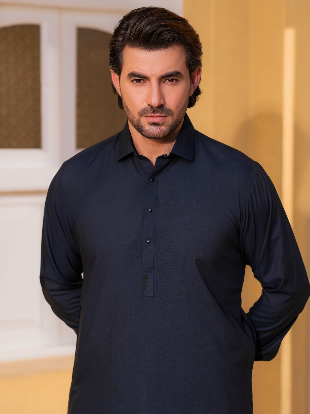 Premium Blended Dark Blue Shalwar Kameez - Traditional Pakistani Outfit by Almirah - Perfect for Eid, Weddings & Special Occasions
