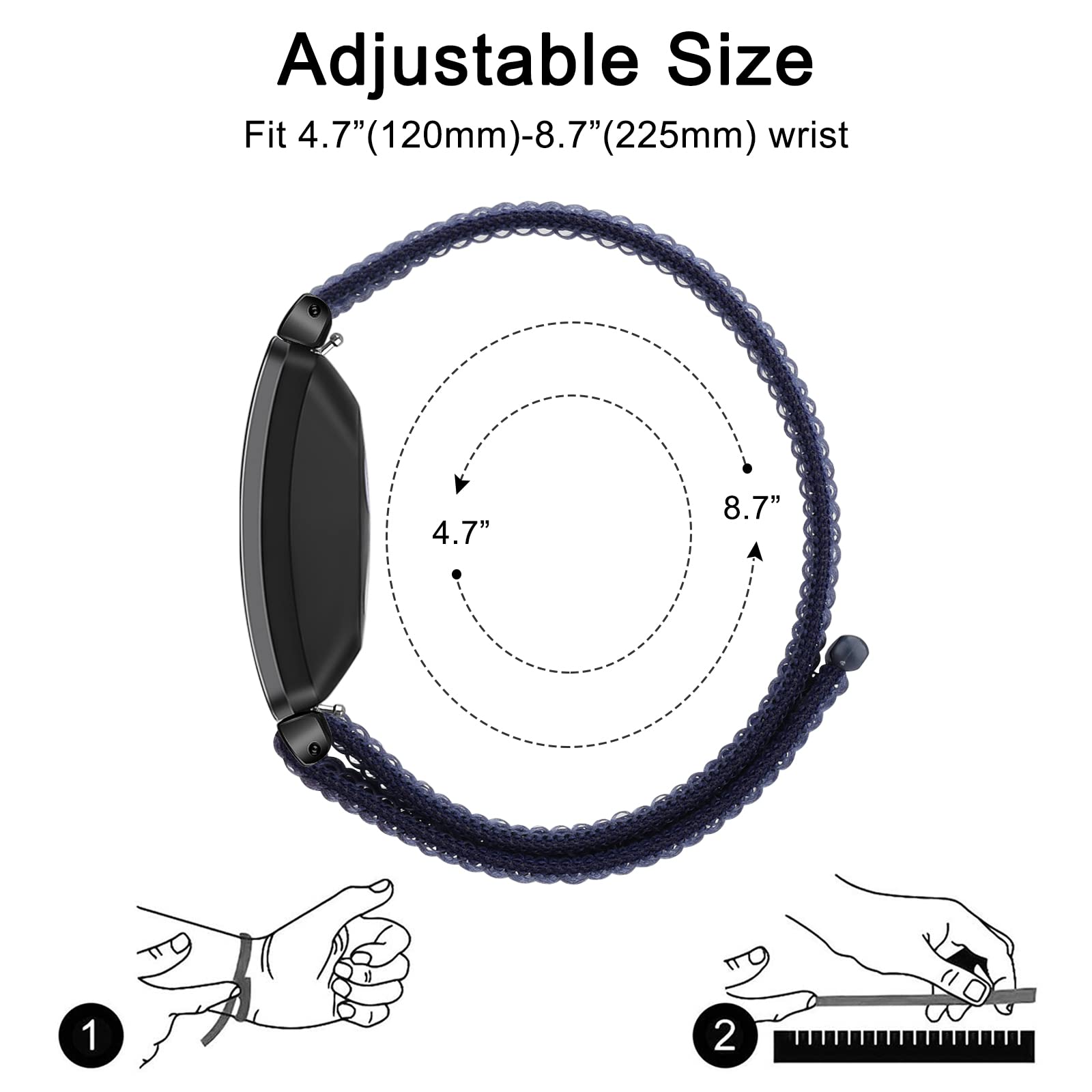Breathable Nylon Replacement Bands for Fitbit Inspire 2 & Inspire HR - Soft Adjustable Wristband for Women & Men - Perfect for Workouts, Running & Daily Wear