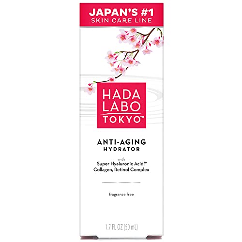 Hada Labo Tokyo Anti-Aging Hydrating Serum 1.7 Fl Oz - Super Hyaluronic Acid, Collagen & Retinol Complex - Lightweight Face Moisturizer for Firmness & Elasticity - Fragrance Free - Perfect for Daily Skincare Routine & Nighttime Anti-Aging Treatment