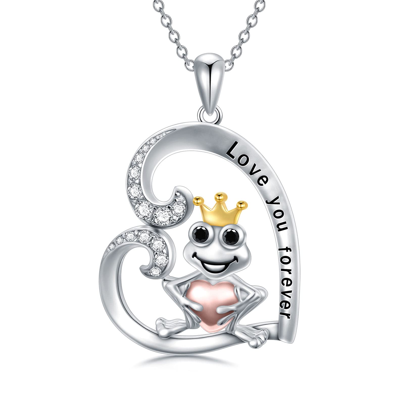 PEIMKO 925 Sterling Silver Frog Pendant Necklace for Women - Crystal Mushroom Jewelry, Unique Birthday Gift for Girls | Perfect for Nature Lovers, Boho Fashion & Special Occasions