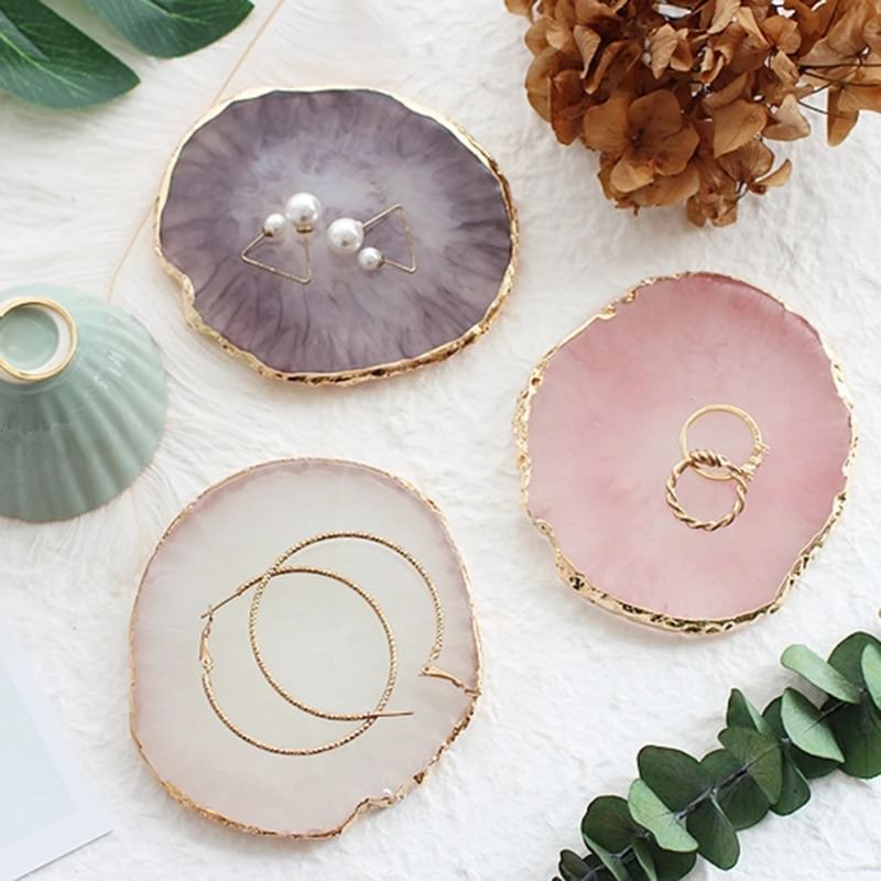 Crystal Slice Jewelry Coaster Set - Natural Stone Drink Coasters for Home Decor, Wedding Gift & Table Protection - Perfect for Coffee Tables, Dining Tables and Party Decorations