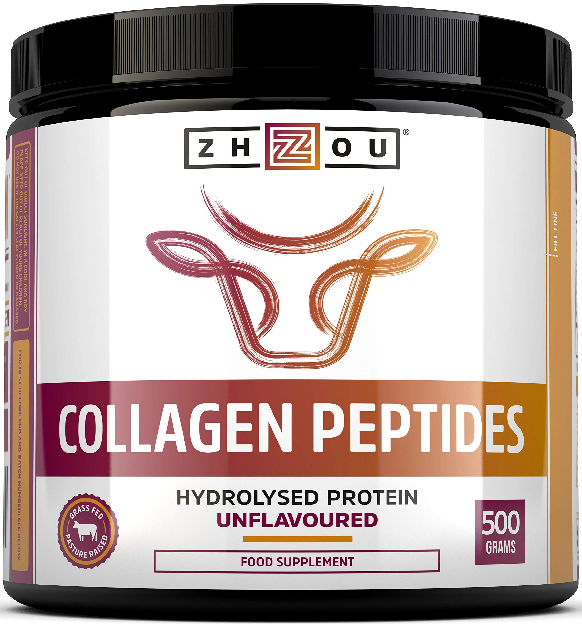 Premium Hydrolyzed Collagen Peptides Powder 500g - Grass-Fed Bovine Collagen Protein Supplement for Hair Growth, Skin Elasticity & Nail Strength - Hormone-Free, Rich in Amino Acids - Ideal for Smoothies, Coffee & Post-Workout Recovery - Zhou Nutrition