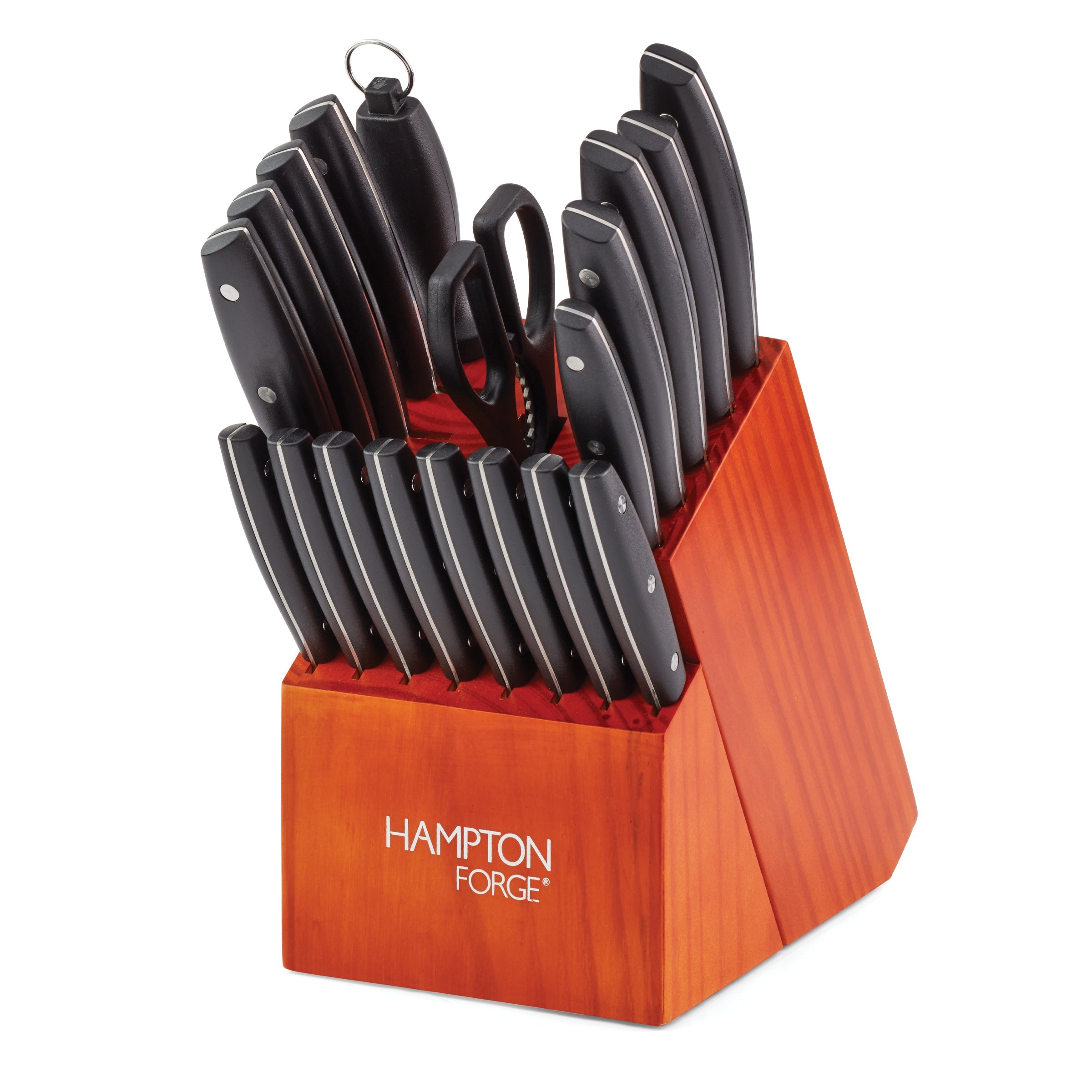 Premium Atlantis 20-Piece Stainless Steel Cutlery Block Set - Knife Set with Wooden Storage Block for Kitchen, Dining & Entertaining - Perfect for Home Chefs & Dinner Parties