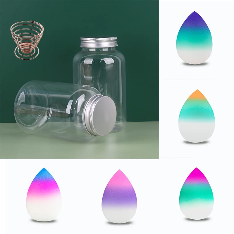 5-Piece Marbling Makeup Sponge Set - Soft Professional Beauty Blender Sponges with Sponge Holder & Egg Bottle | Water Drop Shape for Flawless Foundation & Concealer Application | Perfect for Daily Makeup, Travel & Professional Use