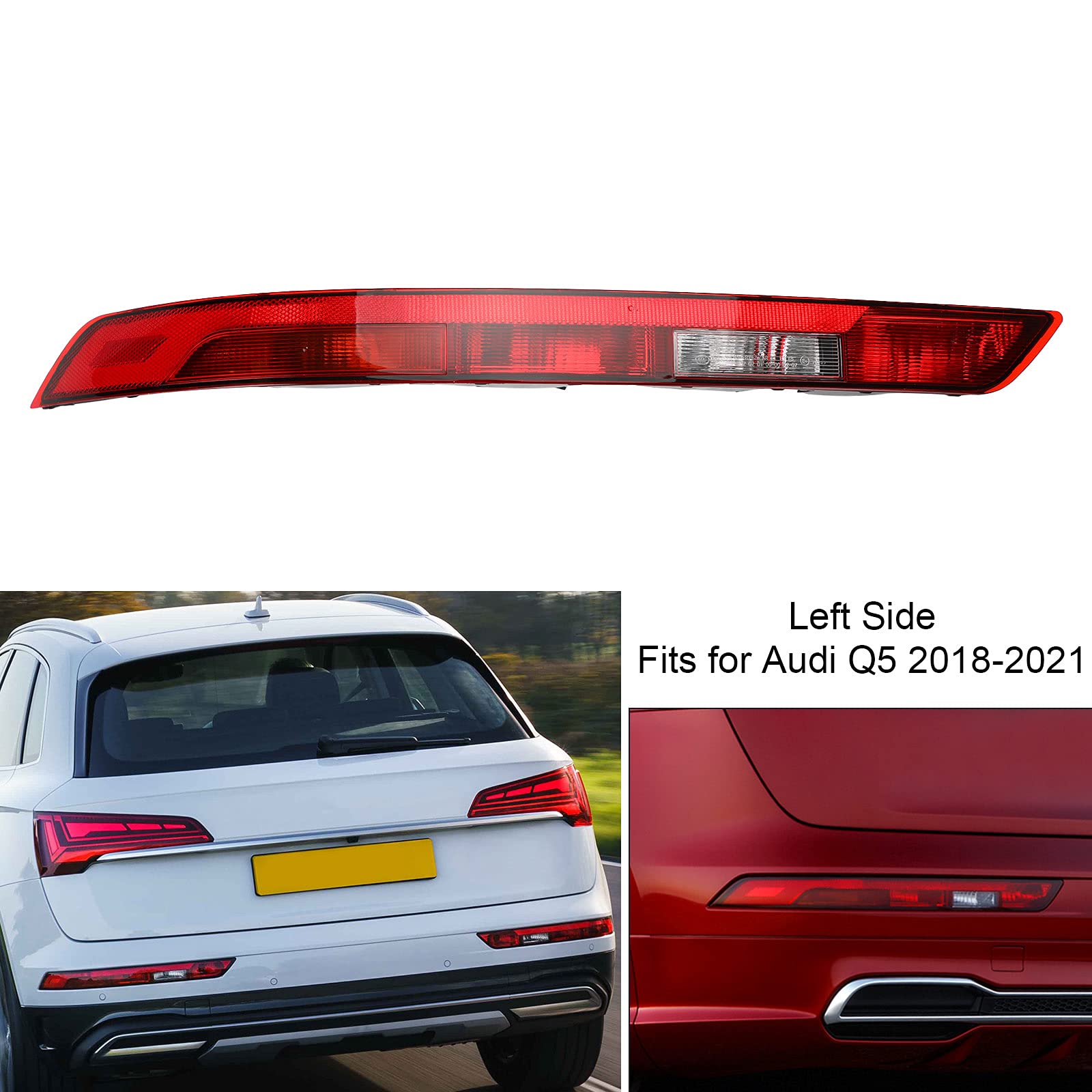Areyourshop Car Left Rear Bumper Taillight & Brake Stop Lamp - Compatible with Audi Q5 2018-2021 (Part #80A945069A) | Durable Replacement for Enhanced Safety & Night Visibility