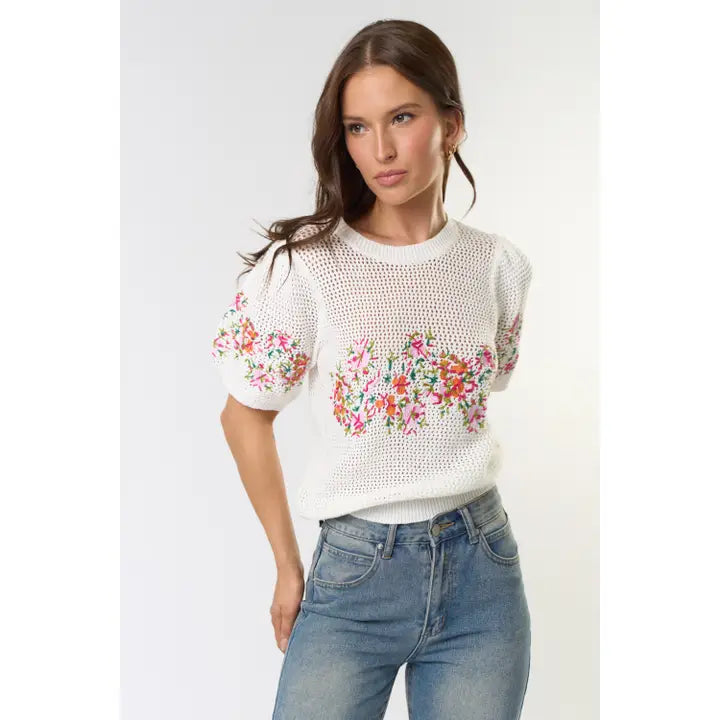 Floral Crochet Top for Women - Boho Lace Summer Blouse, Beach Cover Up, Festival Outfit, Casual Chic Tops for Vacation & Date Night