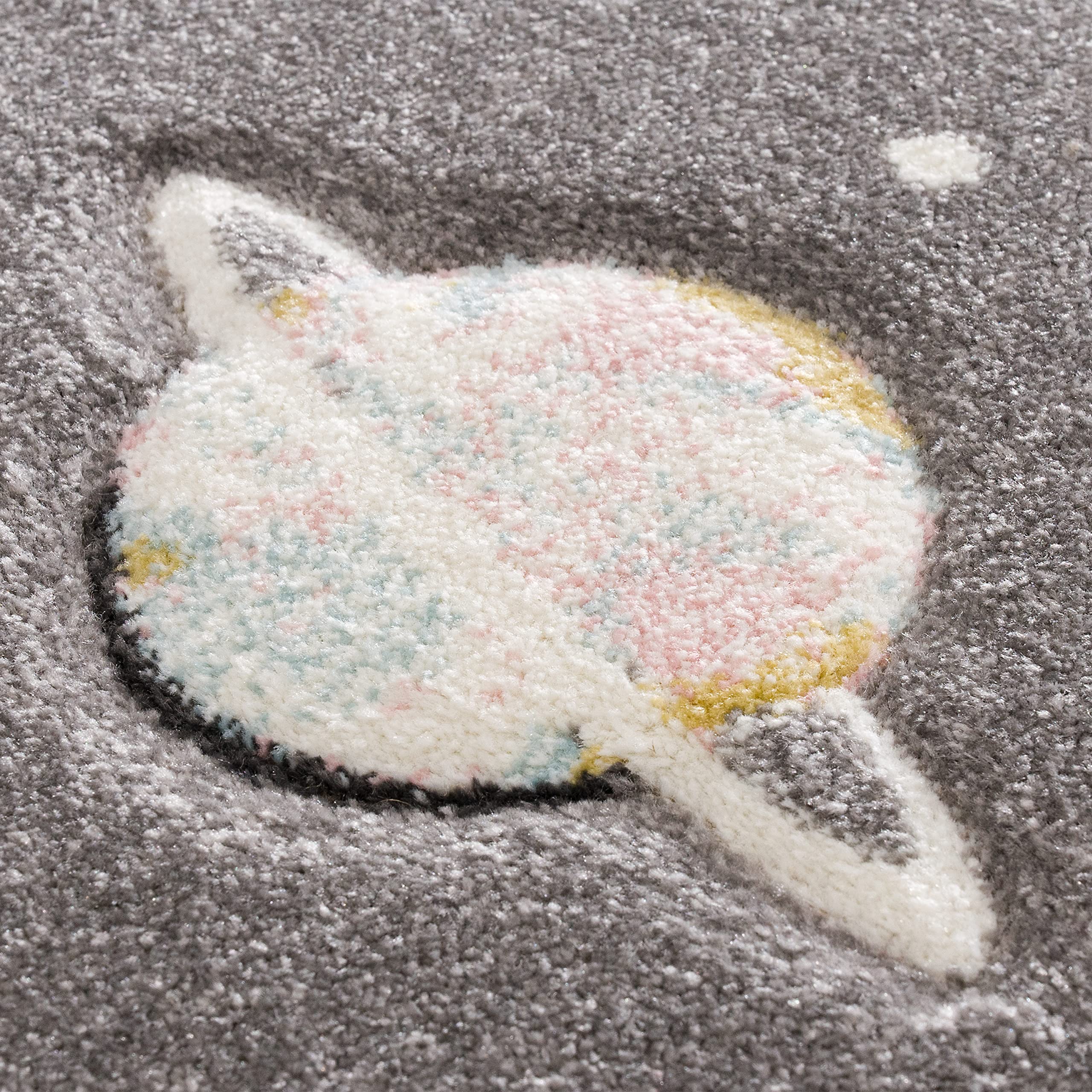 Paco Home Kids Play Rug - Galaxy & Stars Design for Children's Room, Soft & Safe Non-Slip Area Rug, 4'7