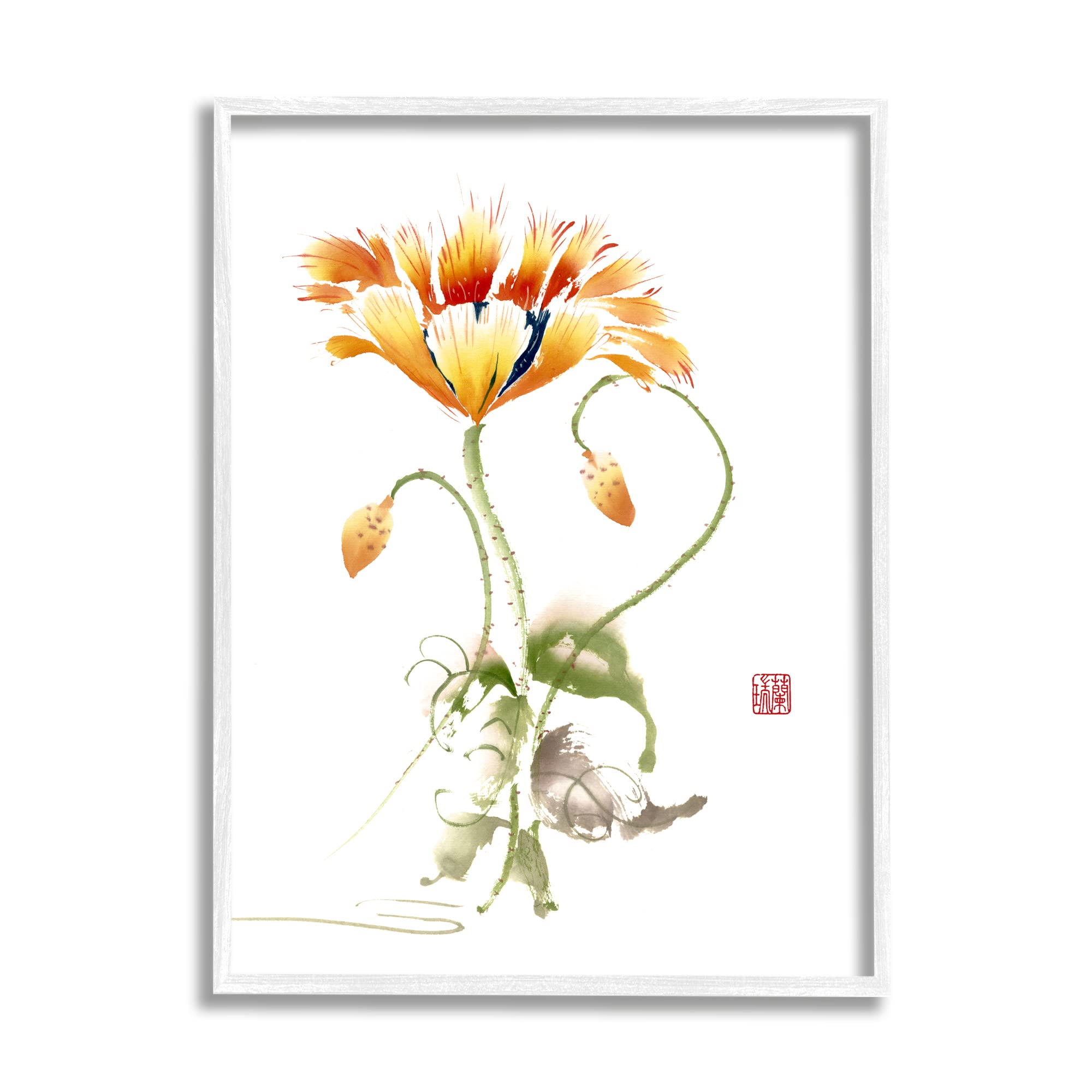 Stupell Industries Orange Yellow Daisy Flower Blossom Wall Art - Modern Botanical Illustration by Nan Rae - Perfect for Living Room, Bedroom & Office Decor