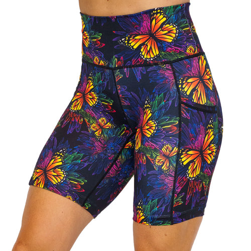 Butterfly Effect Women's Running Shorts - High Waist Athletic Shorts for Yoga, Gym & Outdoor Workouts