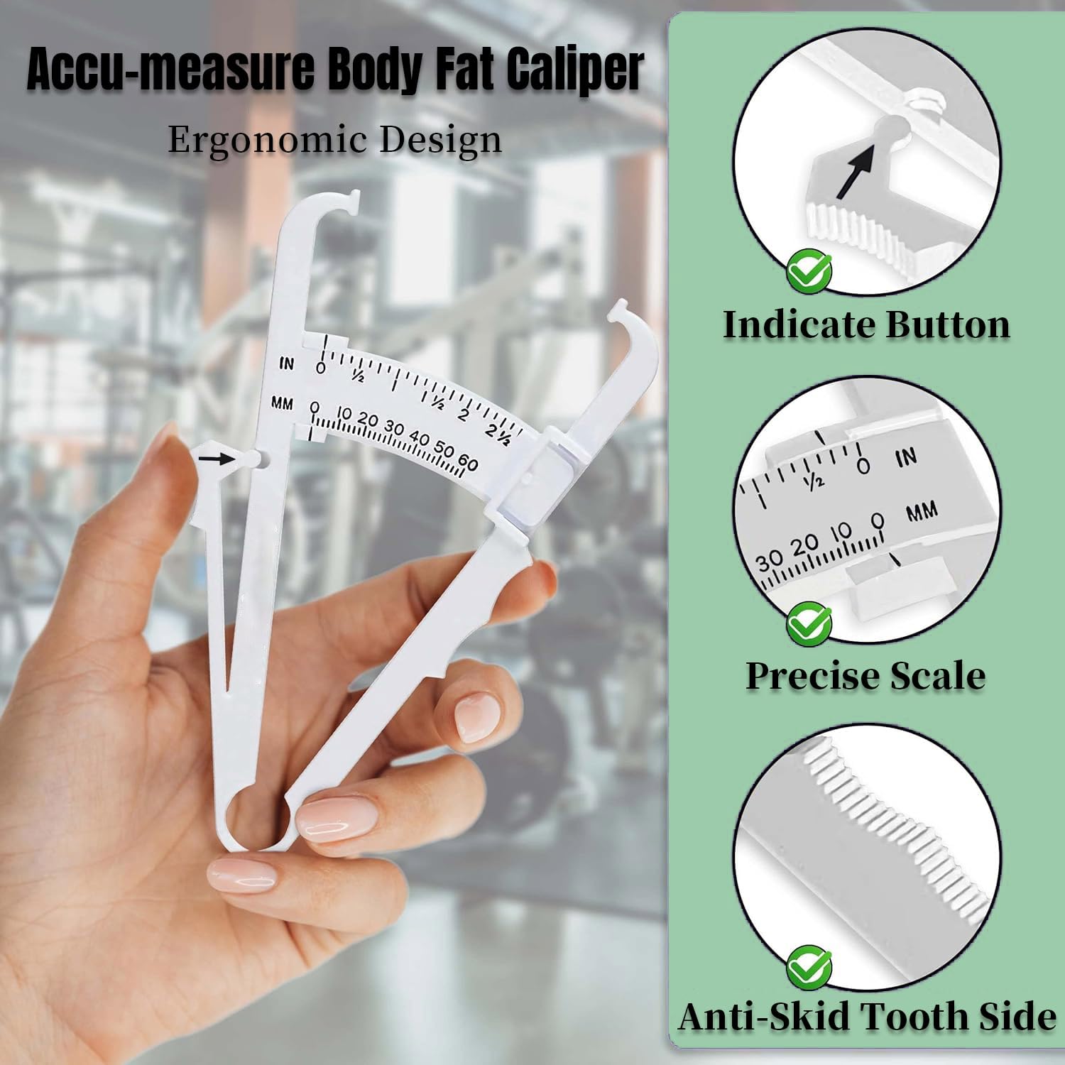 Premium Body Fat Caliper & Measuring Tape Kit with Body Fat Percentage Chart - Accurate Skinfold Measurement Tool for Fitness, Weight Loss & Bodybuilding (White) - Perfect for Home Gym, Personal Trainers & Health Enthusiasts