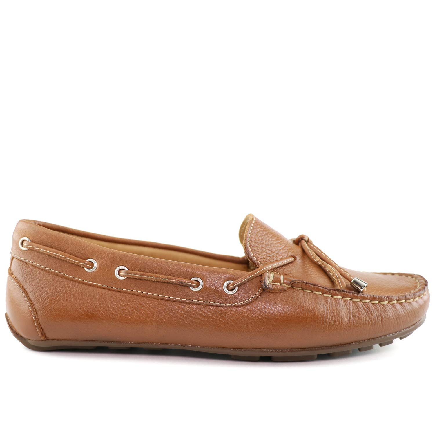 MJNY Women's Genuine Leather Driving Moccasins - Comfortable Slip-On Loafers with Tie Bow Detail for Casual Wear, Work & Travel - Lightweight Flat Shoes for Everyday Comfort