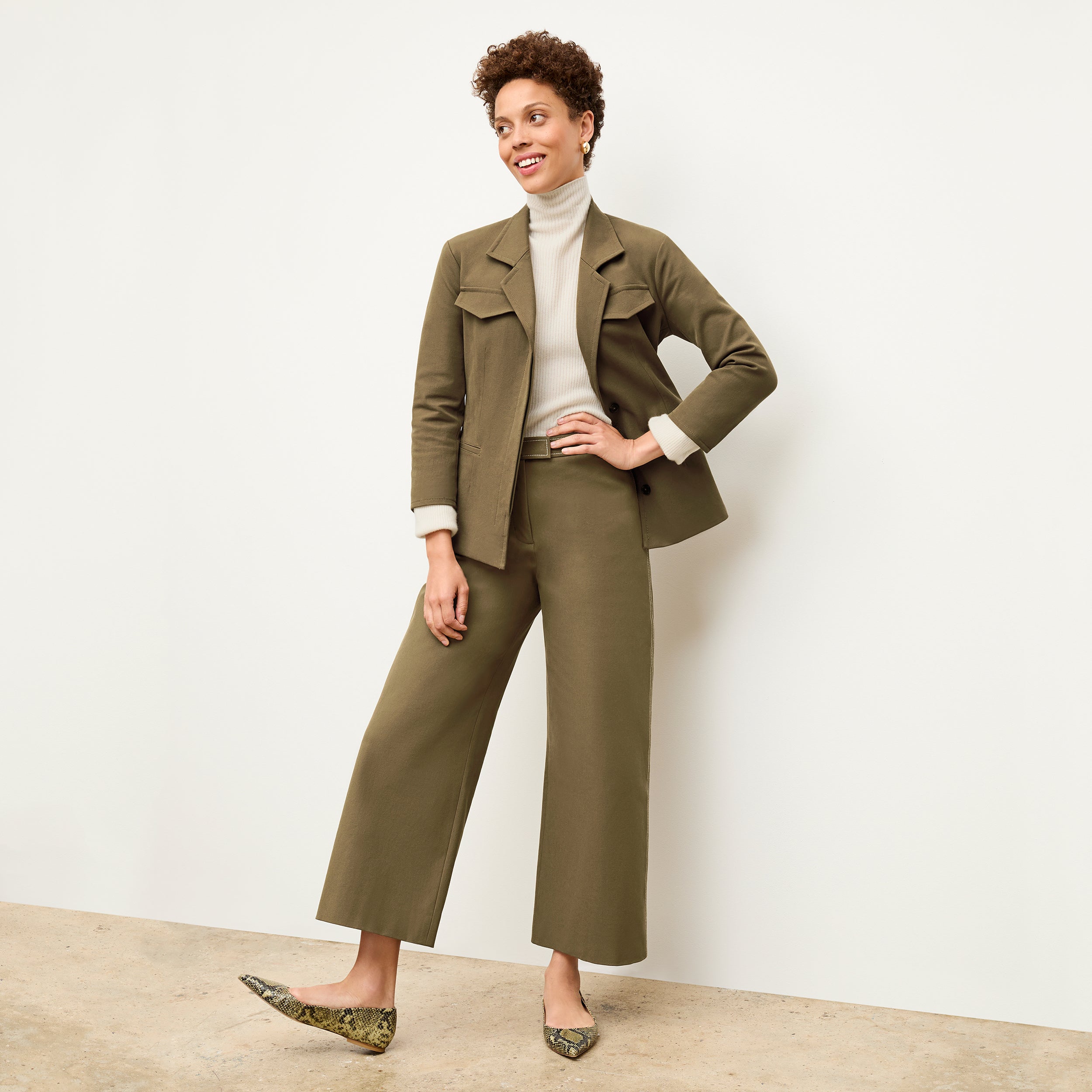 Abby Jean Contrast Stitch Eco-Friendly Better Than Denim Jeans in Oregano - Perfect for Casual Outfits and Sustainable Fashion