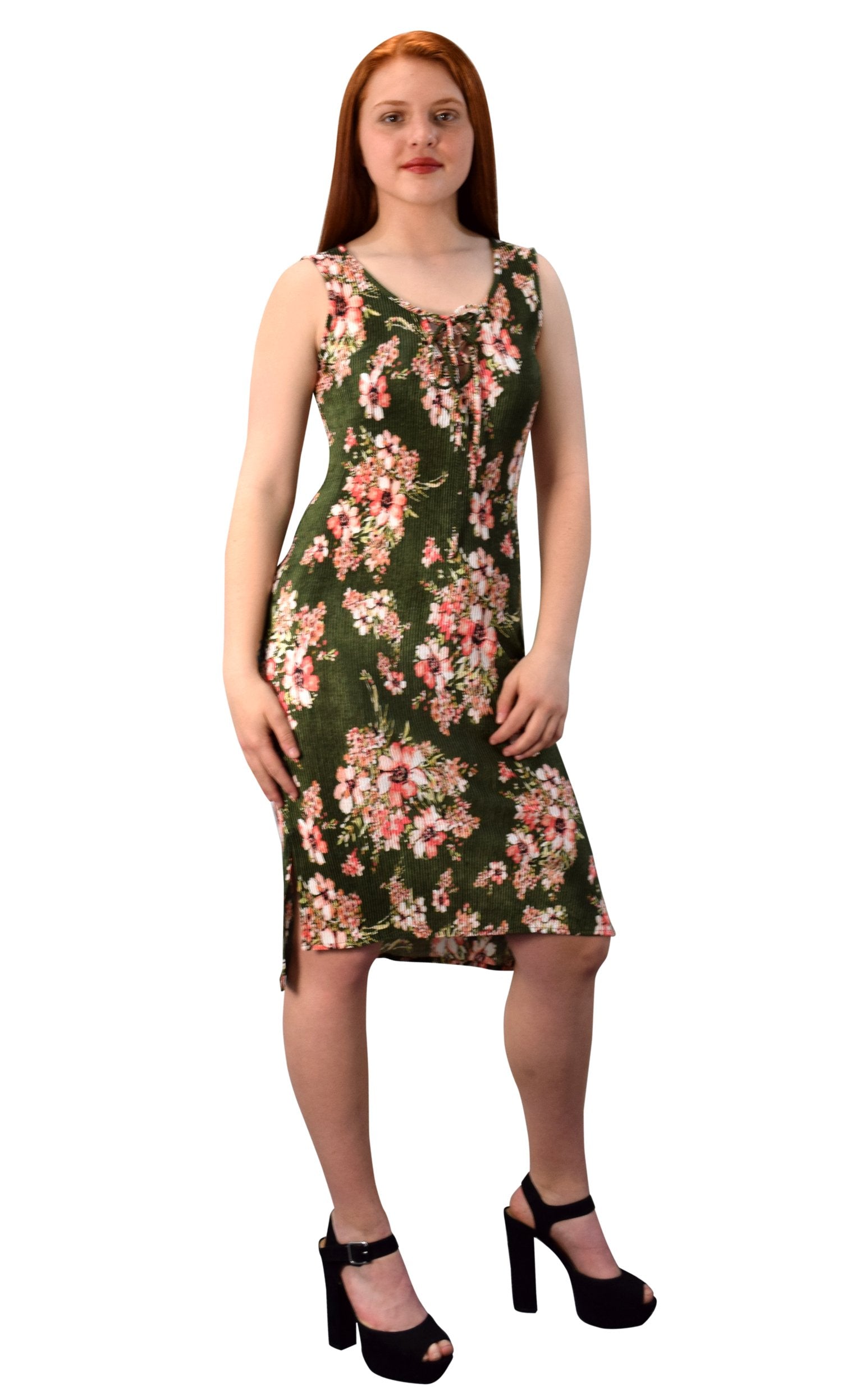Women's Floral Print Sleeveless Pleated Bodycon Dress - Perfect for Summer Parties, Date Nights & Cocktail Events