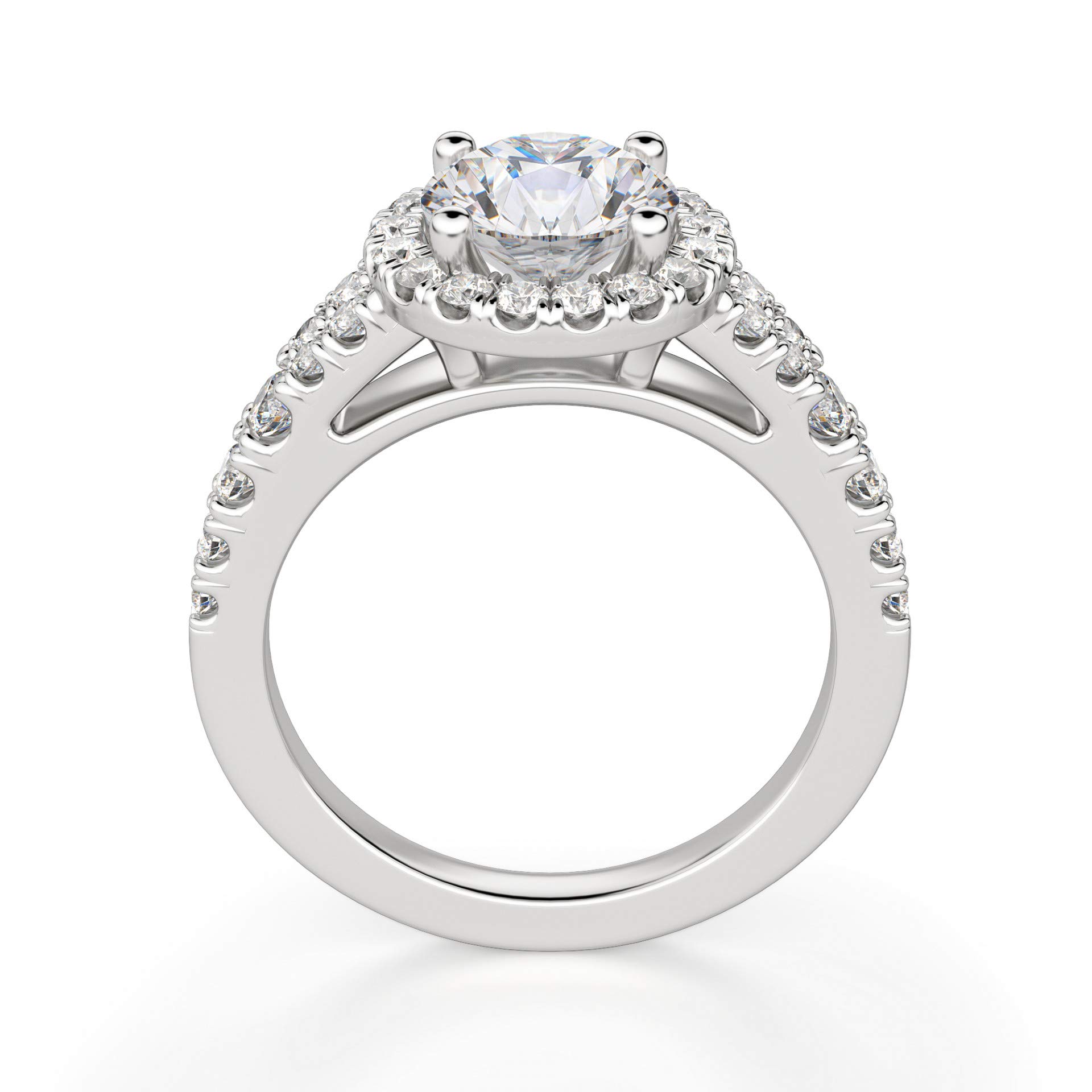 3 CT Round Moissanite Engagement Ring Set for Women - Wedding, Bridal, Anniversary Solitaire Halo Ring with Vintage Antique Silver Setting - Perfect for Proposals, Valentine's Day & Special Occasions