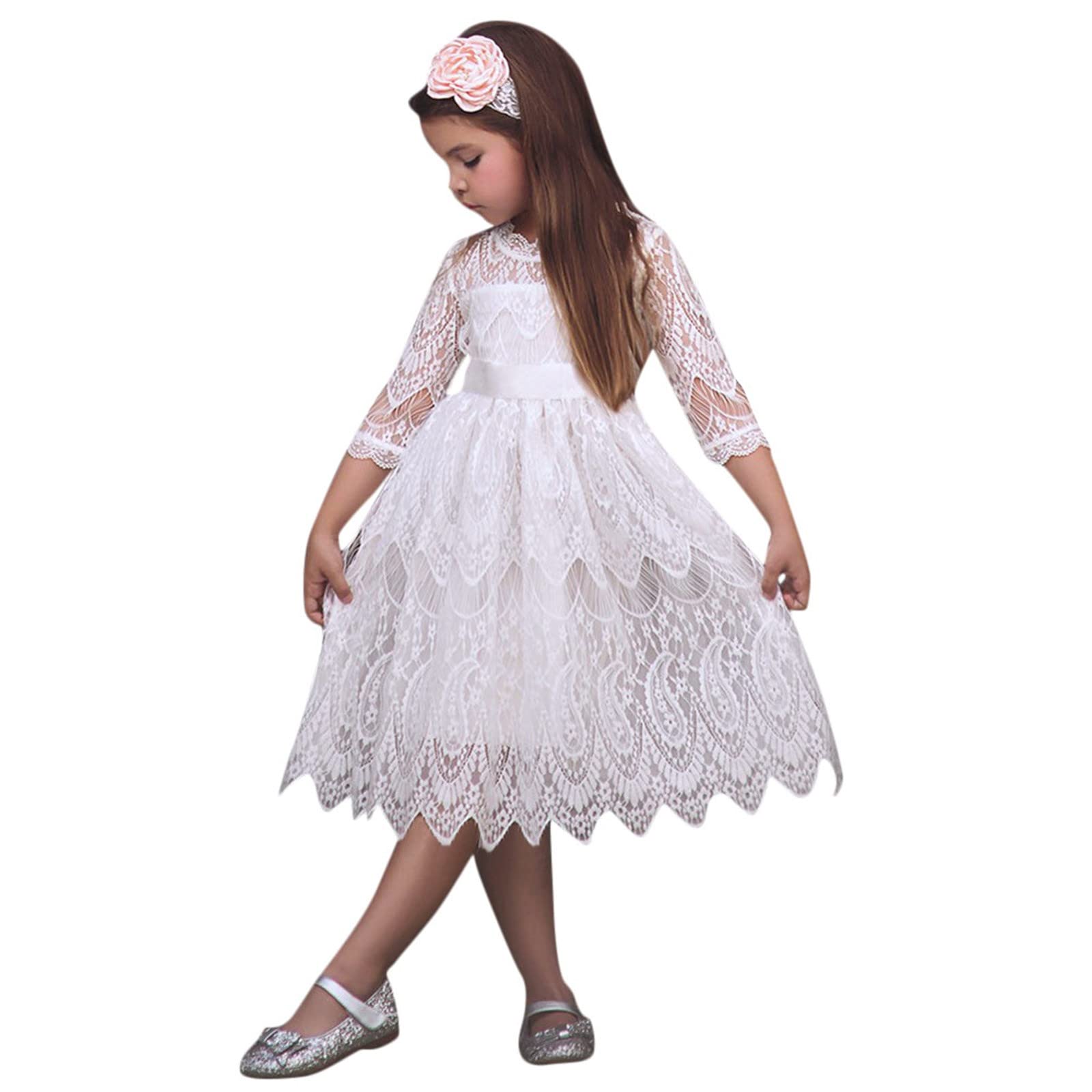 **Princess Pageant Toddler Dresses for Girls - Lace Flower Girl Dress with Bowknot & Striped Skirt | Perfect for Birthday Parties, Pageants & Special Occasions**