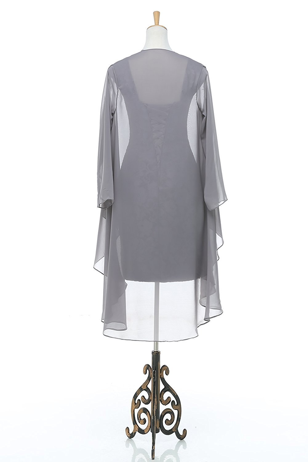 Elegant 3/4 Sleeve Lace Chiffon Mother of the Bride Dress - Formal Evening Gown in Gray - Size 10 - Perfect for Weddings, Receptions & Special Occasions