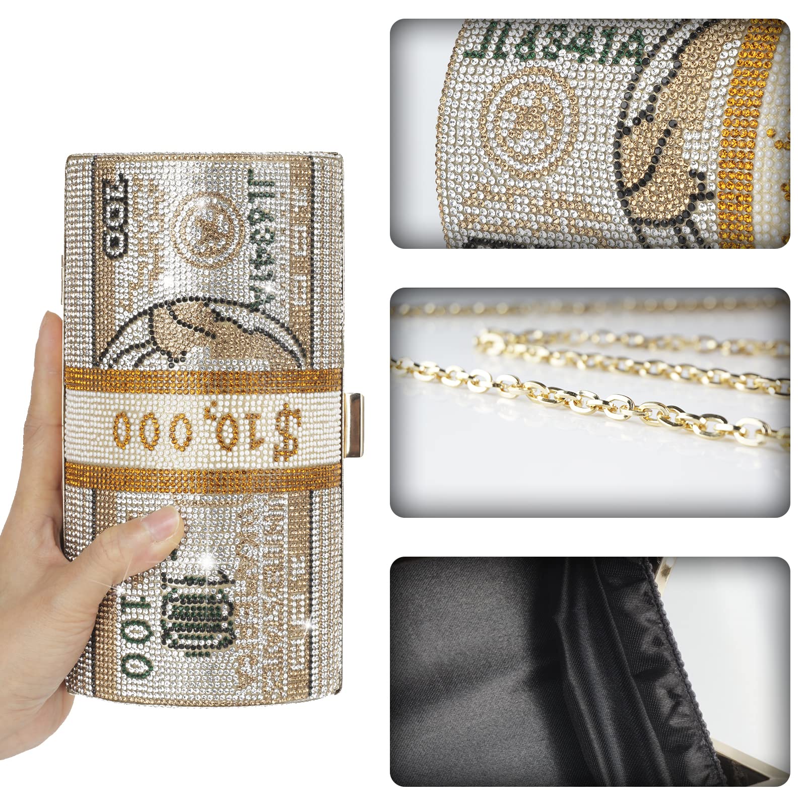 Sparkling Rhinestone Red Money Clutch Purse for Women - Elegant Crystal Evening Handbag with Diamond Bling for Wedding, Party & Special Occasions | Perfect for Prom, Date Night & Formal Events