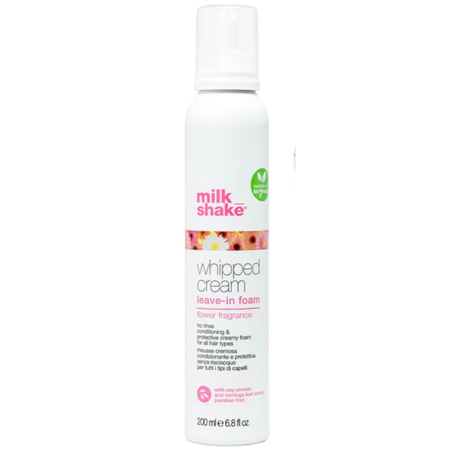 milk_shake Whipped Cream Flower - No Rinse Conditioning & Protective Creamy Foam for All Hair Types - 6.8 Fl Oz (200ml) - Perfect for Daily Hair Care, Styling & Frizz Control