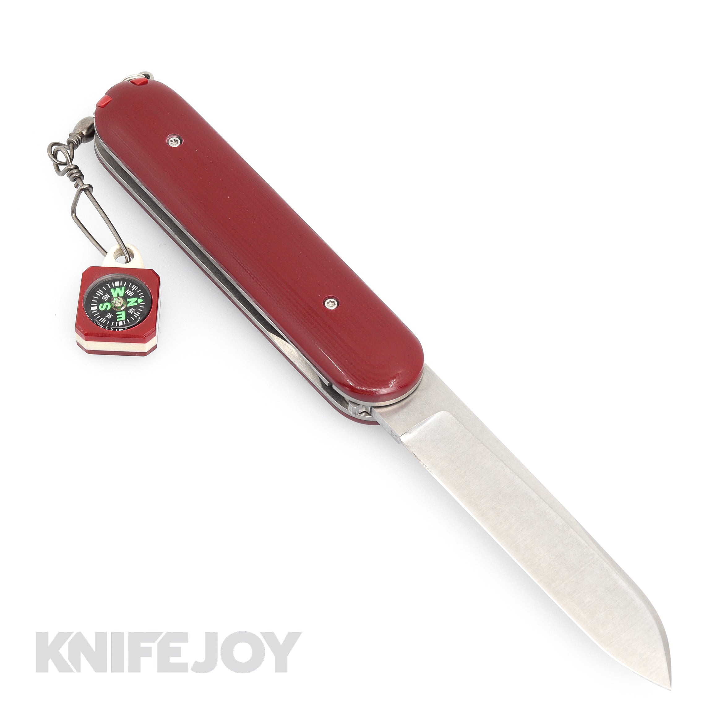 Premium Chuck Gedraitis Custom Switchblade Knife - AEB-L Steel Blade, Red G10 Handle & Titanium Liners with Compass Lanyard - Perfect for Outdoor Adventures, Camping, Hunting & Survival Gear