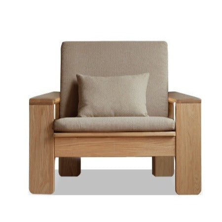 Modern Nordic Fabric Sofa - Solid Oak Wood Frame - Stylish & Durable Living Room Furniture for Small Spaces & Apartments