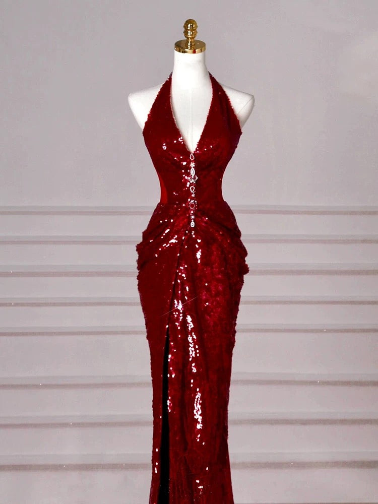 Elegant Red Sequin Mermaid Prom Dress for Women - Long Evening Party Gown J5092 | Perfect for Homecoming, Prom Night, and Formal Events