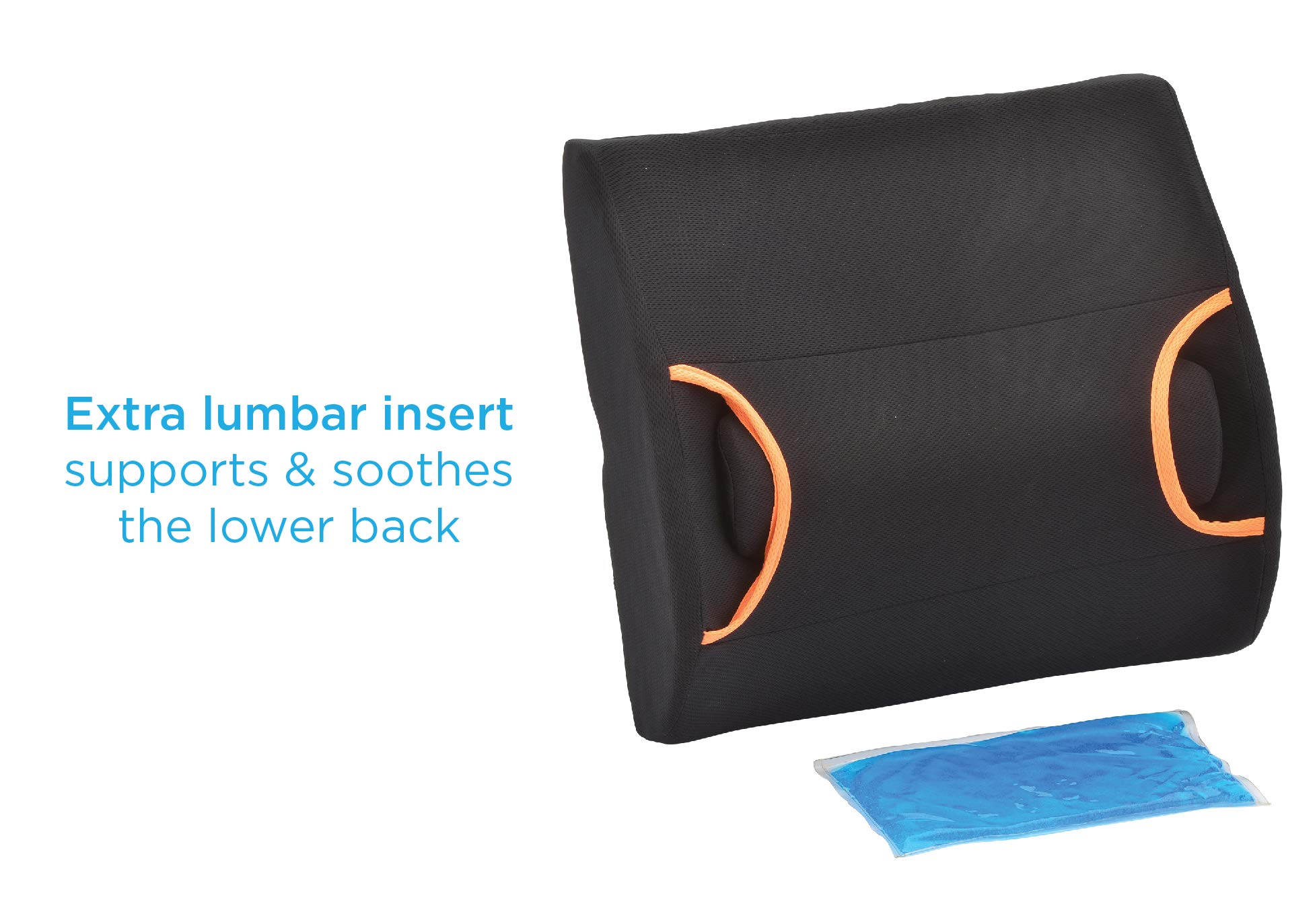 NOVA Lumbar Support Pillow with Hot & Cold Therapy - Ergonomic Back Cushion for Office Chair, Car Seat & Home Use - Includes Extra Lumbar Insert & Washable Cover - Black - Pain Relief for Sciatica & Lower Back Support