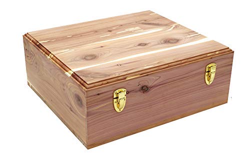 Unfinished Cedar Wood Storage Box with Lid & Dual Clasps - Aromatic Sweater Organizer for Closet, Blanket Chest, or Home Décor