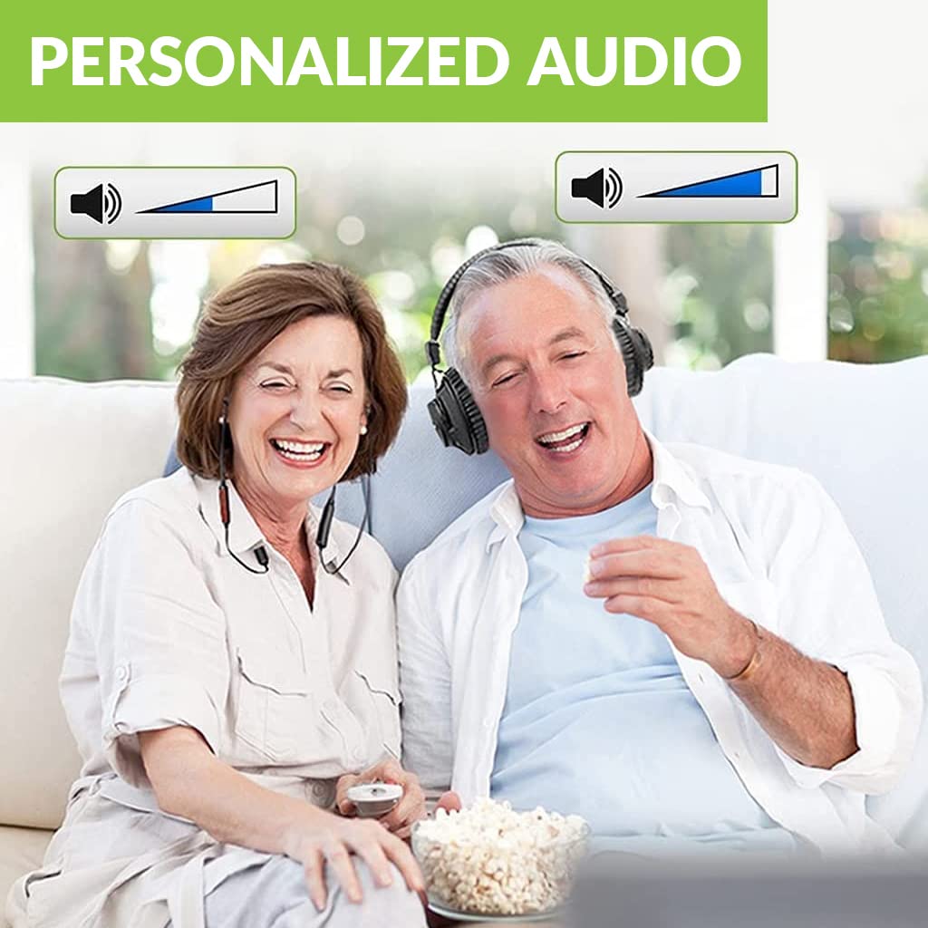 Avantree D4169 Dual Bluetooth 5.0 Wireless Headphones - Over Ear & In Ear Combo with Low Latency Transmitter for TV Watching, Neckband Design, Personalized Volume Control, Plug & Play - Perfect for Home Theater, Gaming, and Workout Sessions