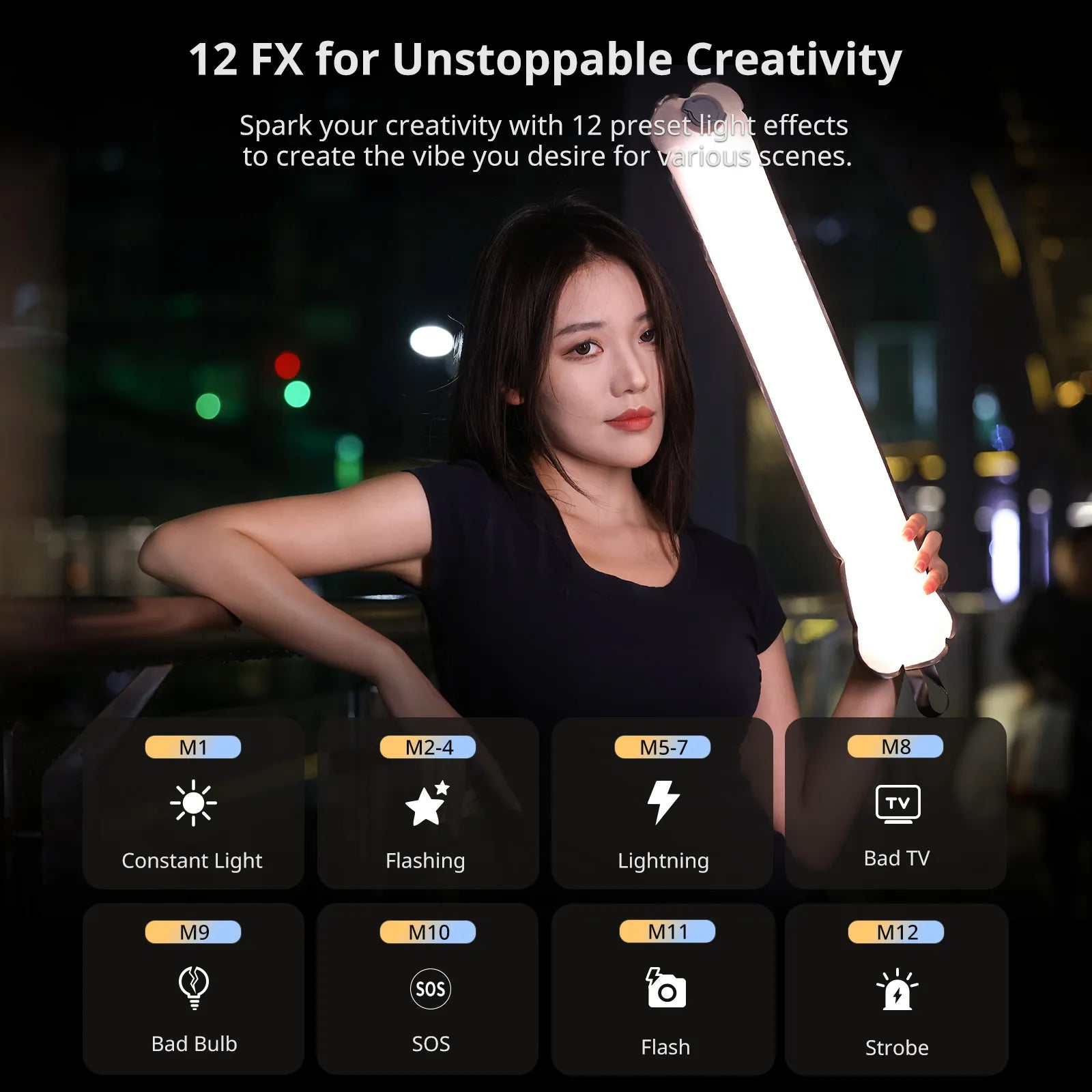 Ulanzi UA12/UA20 Portable LED Air Tube Light - Rechargeable Photography Lighting for YouTube, Vlogging, and Outdoor Shooting