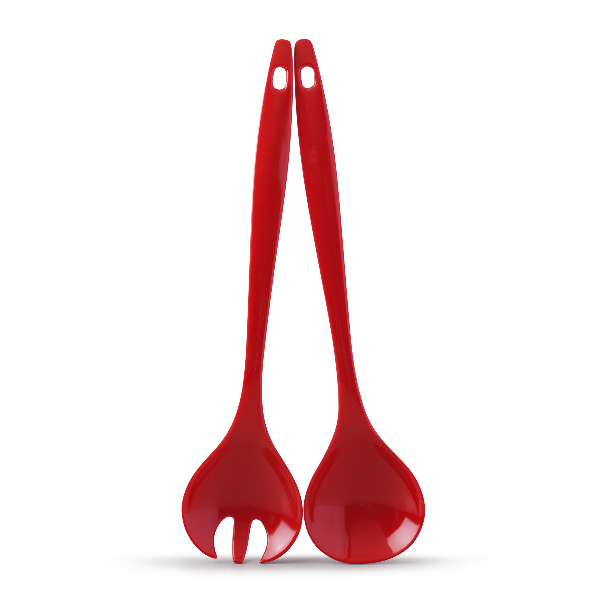 Premium Stainless Steel Salad Servers Set - 2-Piece Red Serving Utensils for Fresh Greens, Pasta & Fruit - Perfect for Dinner Parties, BBQs & Picnics