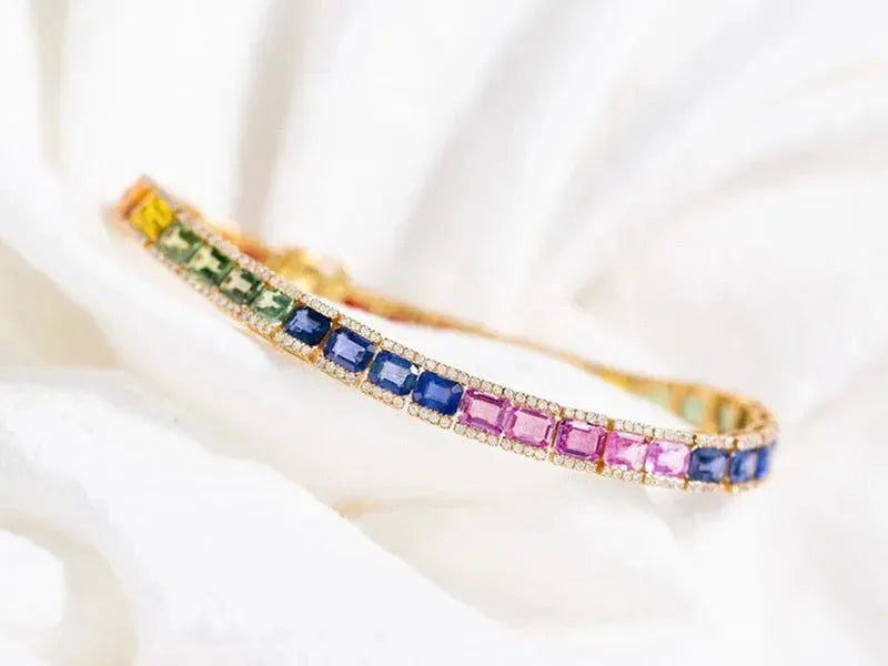 18K Yellow Gold Diamond & Aquamarine Bracelet for Women - Luxury Elegant Jewelry for Parties, Weddings & Special Occasions
