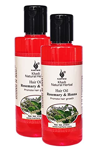 Khadi Natural Herbal Rosemary & Henna Hair Oil - SLS & Paraben Free, 2 Pack | Promotes Hair Growth, Reduces Dandruff & Adds Shine | Perfect for Dry, Damaged Hair & Scalp Care