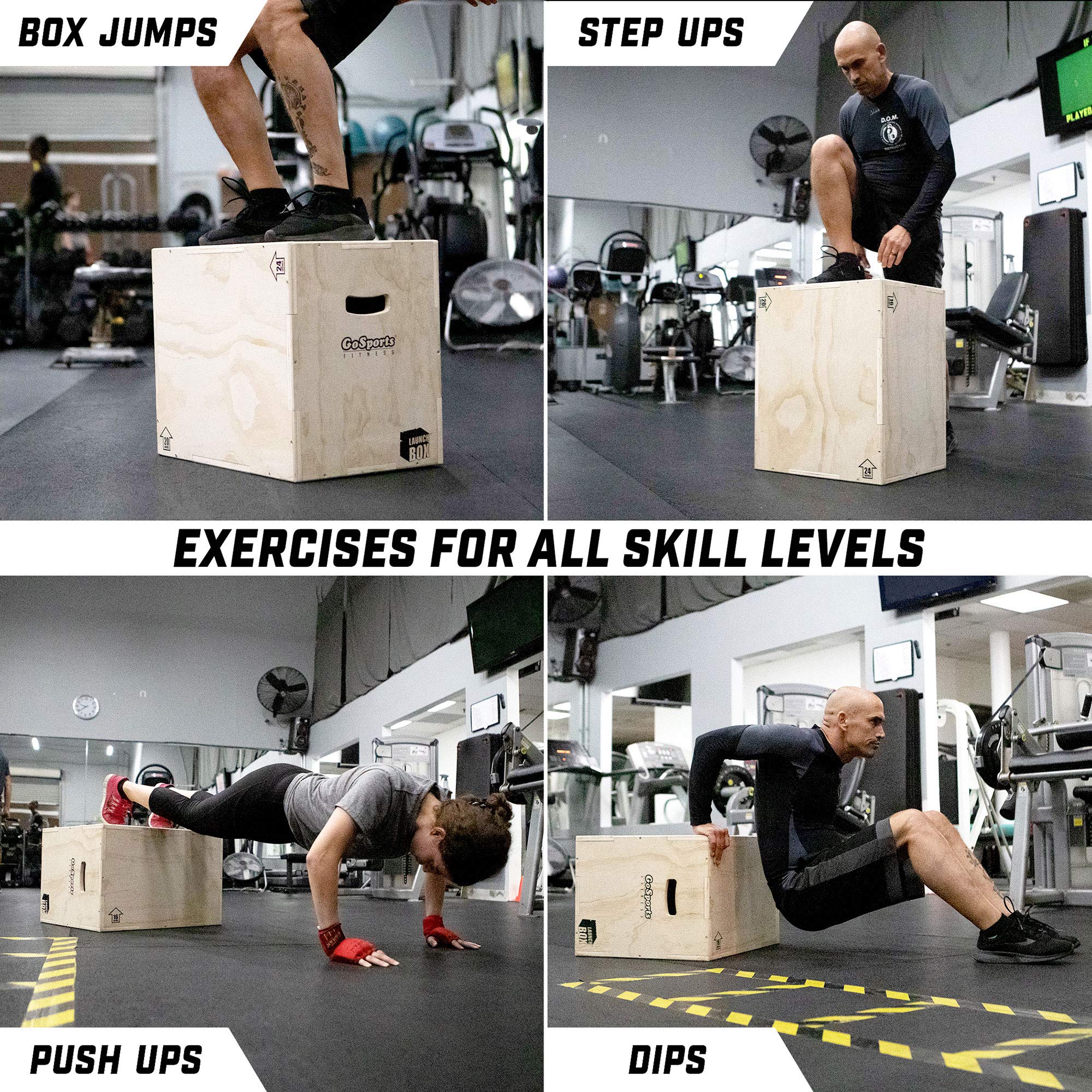GoSports 3-in-1 Plyometric Jump Box Set - Small, Standard & XL Sizes for CrossFit, HIIT & Home Workouts - Adjustable Plyo Box for All Fitness Levels - Perfect for Gym, Outdoor & Functional Training