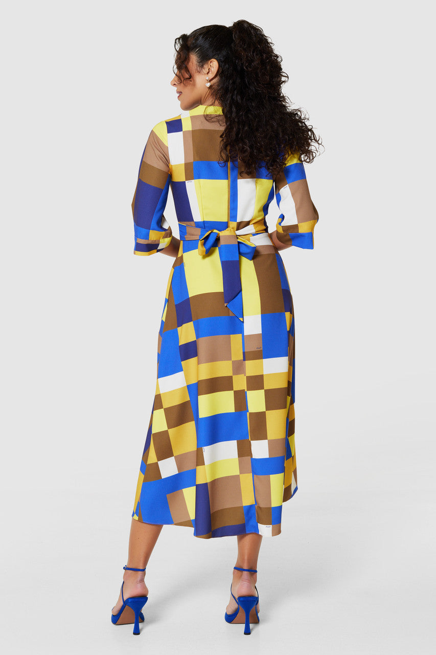 IMELDA High Low Wrap Dress for Women - Elegant Blue Flowy Midi Dress for Casual Outings, Parties & Date Nights