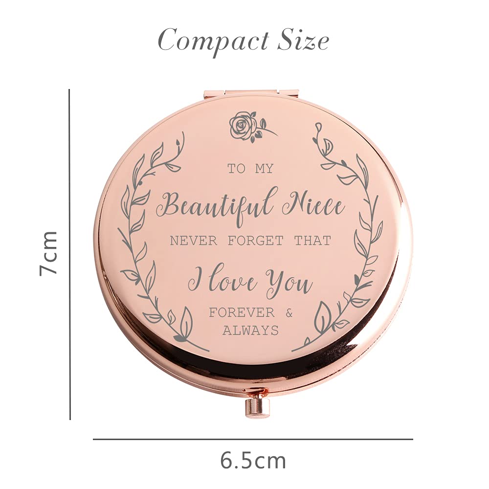 Java Wood Niece Gifts from Aunt & Uncle - Rose Gold Makeup Mirror for Wedding, Graduation & Birthday - Thoughtful Present for Niece - Perfect for Dressing Table, Bridal Shower & Special Occasions