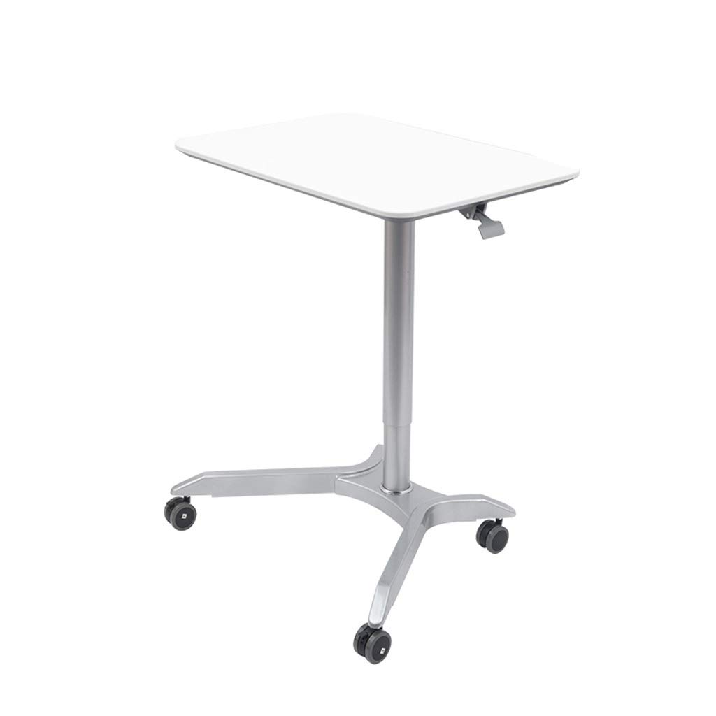 Adjustable Height Standing Desk with Wheels - Mobile Workstation for Home & Office, Ergonomic Computer Desk with Pulley System, White - Perfect for Small Spaces & Remote Work