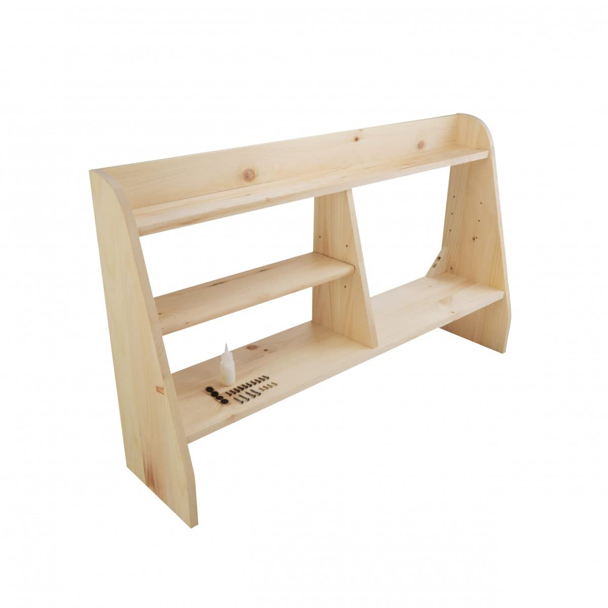 Unfinished Pine Wood Computer Shelf Kit by Renovators Supply - DIY Home Office Desk Organizer for PC, Printer & Accessories - Perfect for Workspace & Gaming Setup