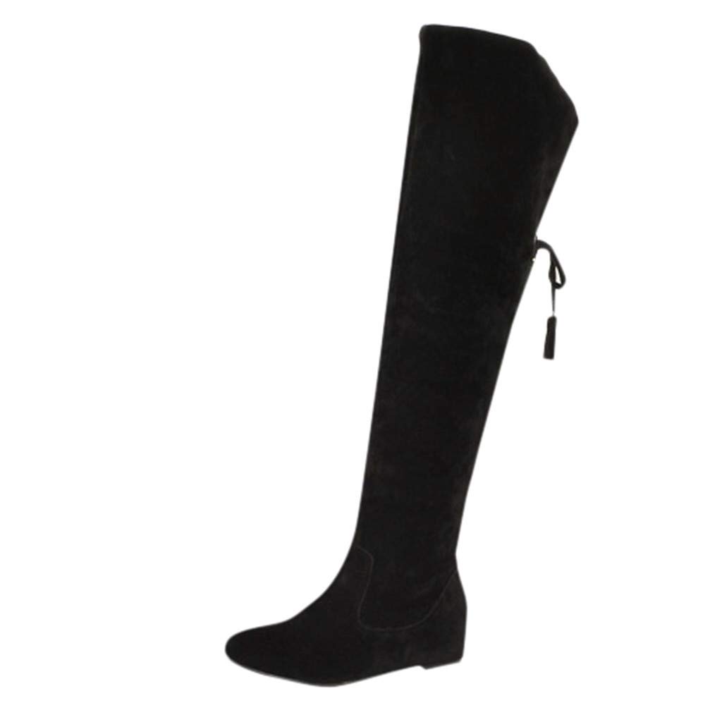 Vedolay Women's Winter Boots - Fold Over Knee High Snow Booties with Wedge Heel | Warm & Comfortable for Cold Weather | Perfect for Snow Days, Winter Hiking & Casual Outfits