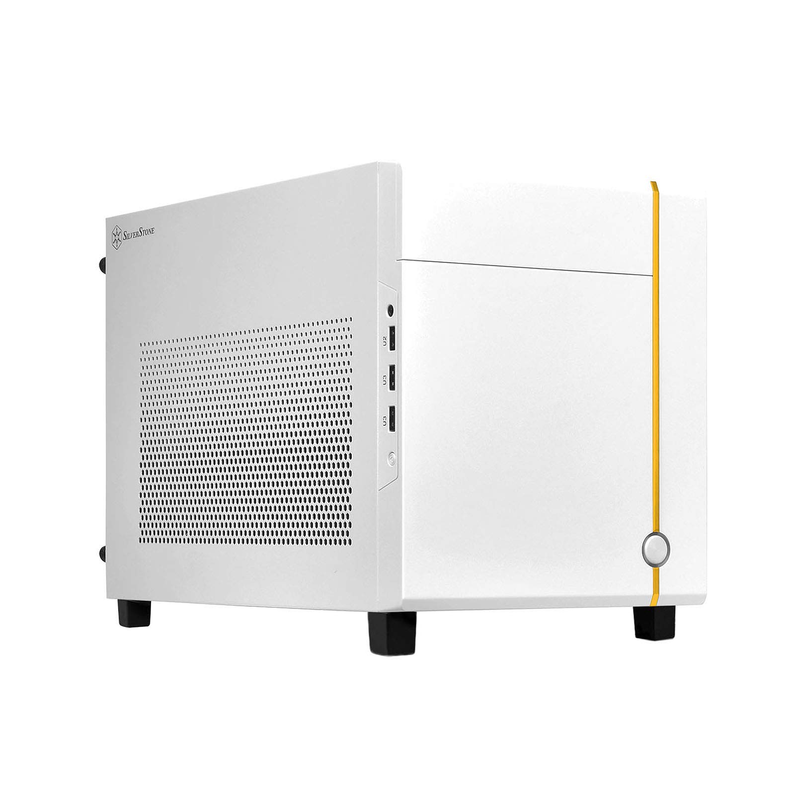 SilverStone Technology SUGO 14 SG14 White Mini-ITX Cube PC Case - Supports 3 Slot Full Length GPUs, ATX PSU & 240mm AIO - 4 Removable Panels (SST-SG14W) - Perfect for Compact Gaming Rigs & Home Theater PCs