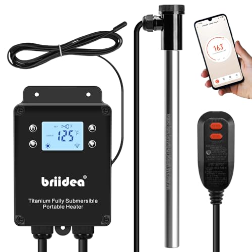 Briidea 120V 1500W WiFi Smart Electric Immersion Water Heater with Alexa & Google Assistant - Portable Instant Hot Water Boiler for Coffee, Tea, Cooking & Camping - Fast Heating & Anti-Corrosion Design