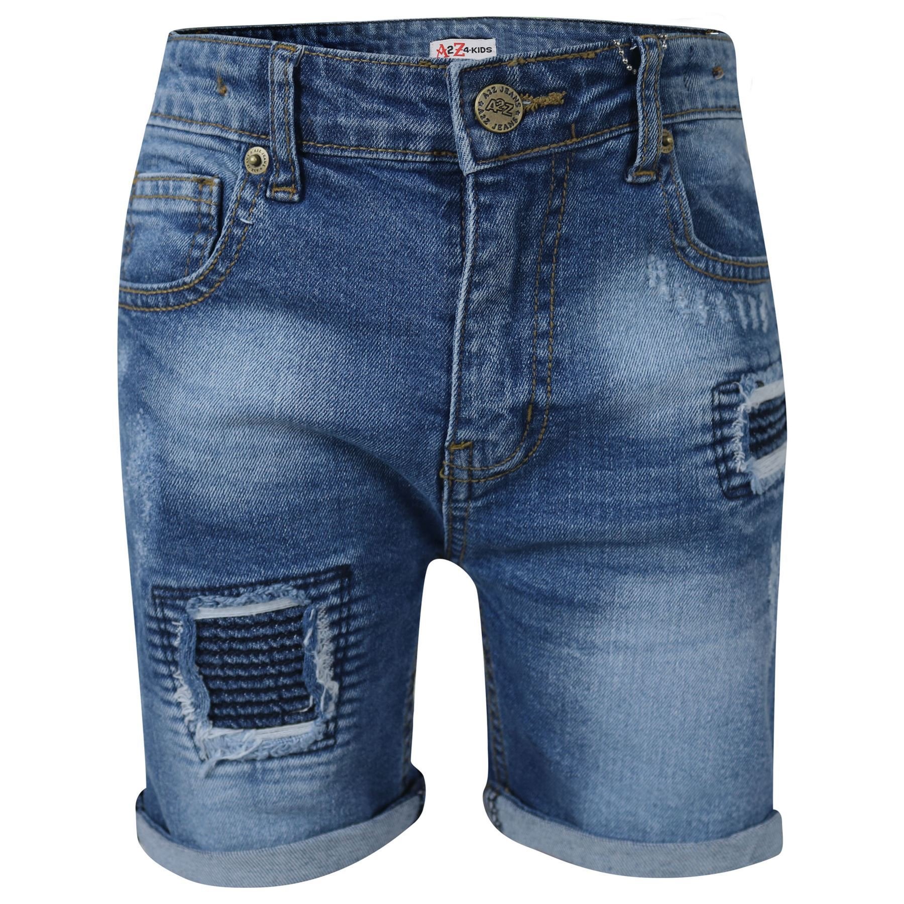 Boys' Ripped Mid Blue Denim Shorts - Comfortable Stretch Jeans Pants for Kids Ages 5-13 | Casual Summer Wear, Playdates & Outdoor Activities