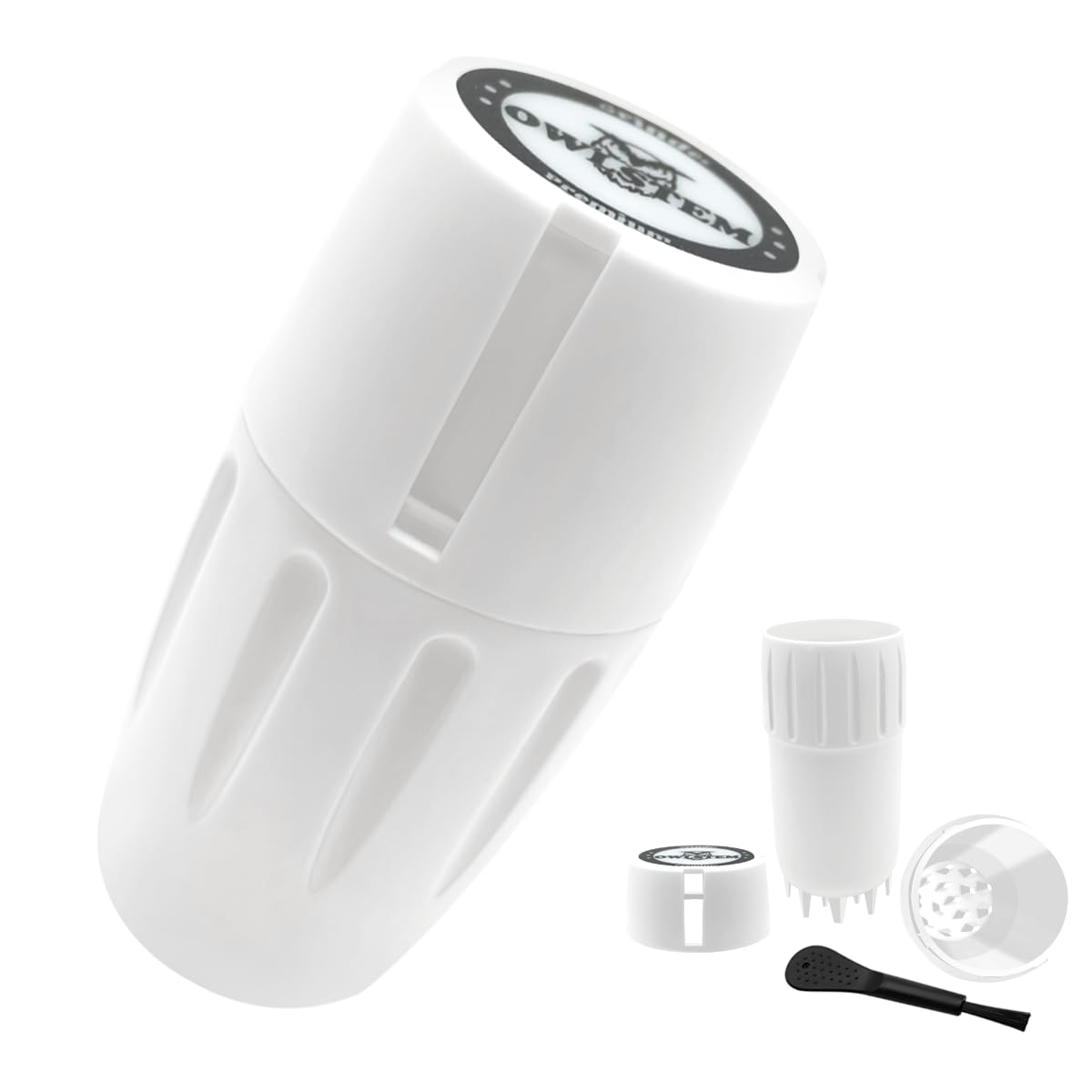 2-in-1 Herb Grinder with Storage Jar - Premium Aluminum Spice Crusher for Kitchen, Camping & Travel - White (Perfect for Grinding Herbs, Spices & Tobacco)