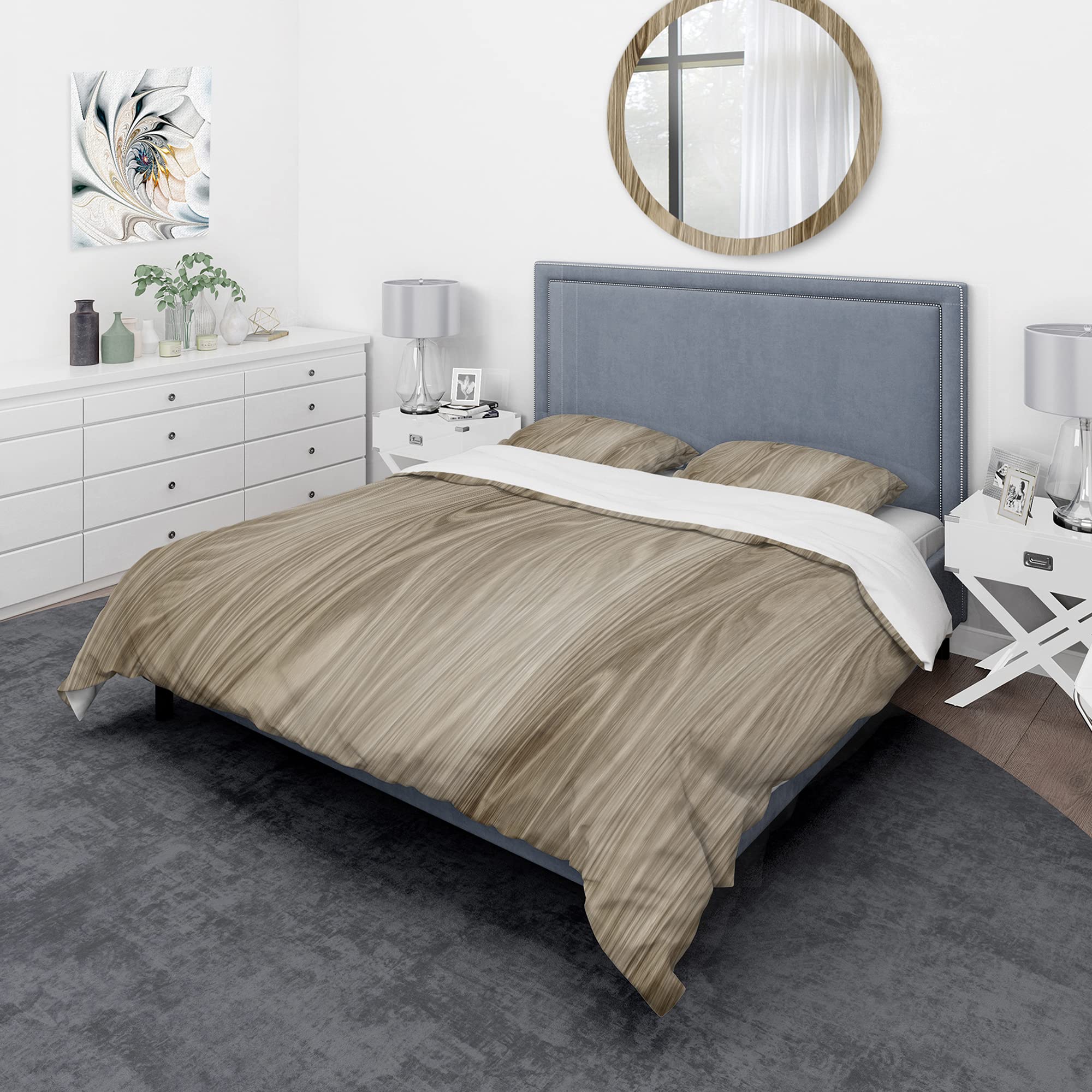 DesignQ Vertical Annual Tree Rings Abstract Duvet Cover Set - Modern Bedding for Contemporary Bedrooms, Guest Rooms & Dorm Decor