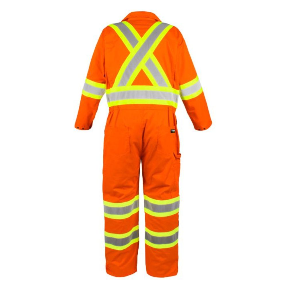 Terra Men's High Visibility Unlined Coverall 116581OR - Orange Safety Workwear for Construction, Road Work & Emergency Services
