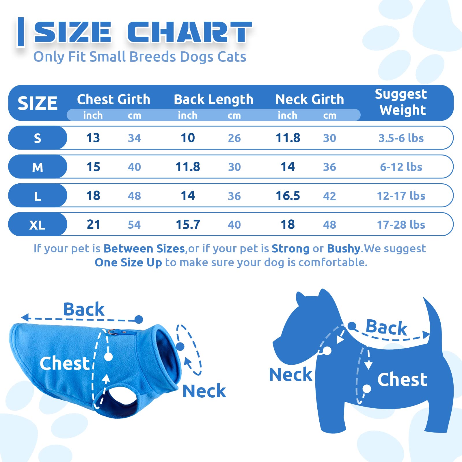 Soft Fleece Winter Dog Sweater & Cat Vest with Leash O-Ring - Warm Pet Pullover Coat for Small Dogs & Cats - Chihuahua & Shih Tzu Apparel - Blue | Perfect for Cold Weather Walks & Indoor Comfort