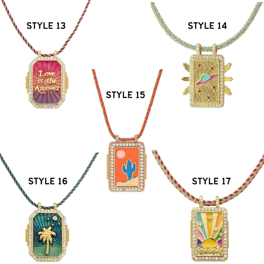 Rainbow Tarot Card Pendant Necklace with Adjustable Cord - JFN401 | Spiritual Jewelry for Wiccan, Pagan & Tarot Enthusiasts